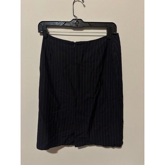 Philippe Adec Bergdorf GoodmanMidi Grey Striped Pencil Skirt Slit Sz 4 Small - Picture 2 of 4